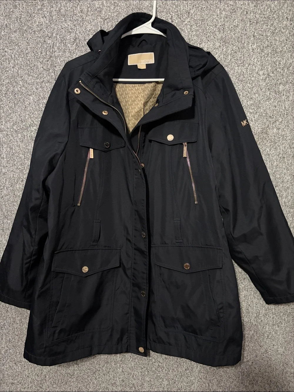Michael Kors Black Utility Jacket with Gold-Tone Hardware